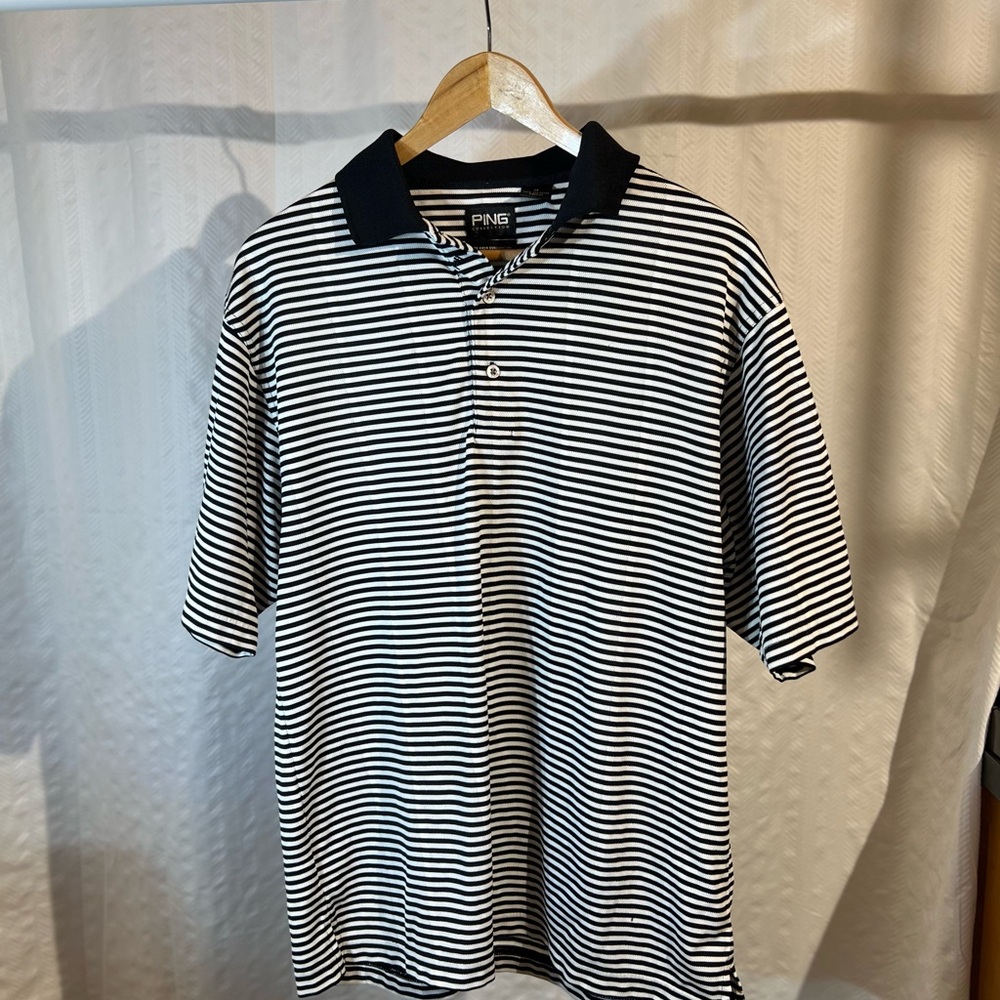 Ping Monochrome Striped Striped Polo - Dry Fiber Dynamics
